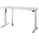 Schäfer Shop Select ERGO-T desk, electrically height-adjustable, rectangular, T-leg, W 1600 x D 800 x H 725-1185 mm, light gray/white aluminum, cable spiral