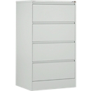 Schäfer Shop Select Hängeregisterschrank B 780 x T 580 x H 1350 mm, Stahlblech lichtgrau, 4 Schubfächer zweibahnig + 50 DIN A4 Hängemappen, blau