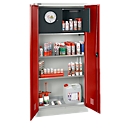 Schäfer Shop Select hazardous materials cabinet, W 950 x D 500 x H 1935 mm, 2 shelves, 1 tray, safety compartment type 30, light gray/ruby red