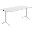 Schäfer Shop Select Klapptisch, Rechteck, Doppel-T-Fußgestell, Spezial-Klappbeschlag & Bodenausgleich, B 1600 x T 800 x H 720 mm, lichtgrau/alusilber