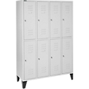 Schäfer Shop  Select Kledinglocker, 4 x 2 compartimenten, met poten, cilinderslot, deur lichtgrijs