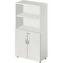 Schäfer Shop Select Kombischrank LOGIN, oben 2 Regale, unten 2 Ordnerhöhen mit Türen, B 800 x T 420 x H 1470 mm, lichtgrau/lichtgrau 