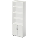 Schäfer Shop Select Kombischrank LOGIN, oben 4 Regale, unten 2 Ordnerhöhen mit Türen, B 800 x T 420 x H 2196 mm, lichtgrau/lichtgrau