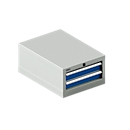 Schäfer Shop Select ladekast 18-27, 2 laden (H 75/75mm), tot 75 kg, B 411 x D 572 x H 250 mm, gentiaanblauw/lichtgrijs