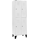 Schäfer Shop Select Locker, with 2 x 2 compartments, 300 mm, with feet, cylinder lock, luminous grey door