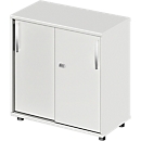 Schäfer Shop Select LOGIN armario de puertas correderas, 2 alturas de archivador, An 800 x P 420 x Al 788 mm, gris claro/gris claro