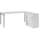 Schäfer Shop Select LOGIN DESK, 1600 mm + LOGIN SET sliding-door side cabinet, light grey
