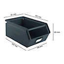 Schäfer Shop Select magazijnbak met open voorzijde en draagbeugel, staal, L 357 x B 211 x H 145 mm, 8,5 l, 60 kg, RAL 5008 (grijsblauw)