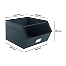 Schäfer Shop Select magazijnbak met open voorzijde, met draagbeugel, L 550 x B 458 x H 300 mm, 60 l, 130 kg, staal, RAL 5008 (grijsblauw)