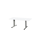 Schäfer Shop Select Meeting table Planova Basic, rectangle, T-foot, W 1600 x D 800 x H 717 mm, white/white aluminum RAL 9006 