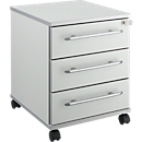 Schäfer Shop Select Moxxo IQ 333 file cabinet on castors, 3 drawers, W 410 x D 495 x H 510 mm, lockable, light grey