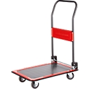 Schäfer Shop Select Plattformwagen 110L, faltbar, Stahl pulverbeschichtet, PUR-Räder, B 485 x T 710 x H 1000 mm, bis 220 kg, schwarz/rot
