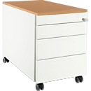 Schäfer Shop Select Rollcontainer 1233, 3 Schubladen, Utensilienauszug, mit Griffnut, weiß/Buche-Dekor