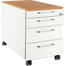 Schäfer Shop Select Rollcontainer 1233, 4 Schübe, Griff eckig, weiss/Buche-Dekor 