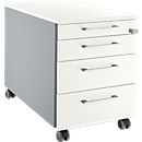 Schäfer Shop Select Rollcontainer 1233, mit Griff eckig, weißalu/weiß