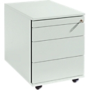 Schäfer Shop Select Rollcontainer 1233, Utensilienauszug + 3 Schubladen, abschließbar, Spanplatte, B 428 x T 600 x H 540 mm, lichtgrau