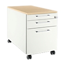 Schäfer Shop Select Rollcontainer 126, 3 Schübe, Griff eckig, weiss/Ahorn-Dekor 
