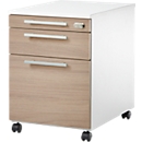 Schäfer Shop Select Rollcontainer SET UP, 1 Schublade, 1 Utensilienauszug, HR-Auszug, B 432 x T 580 x H 595 mm, weiß/eiche