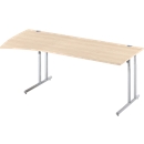 Schäfer Shop Select Rundbogenschreibtisch COMBITEC, B 2000 x T 800/1000 mm, Ahorn/weißalu