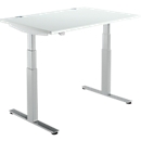 Schäfer Shop Select Schreibtisch DRIVE UP 2, elektrisch höhenverstellbar, Rechteck, T-Fuß, B 1200 x T 800 x H 630-1290 mm, lichtgrau/weißaluminium 