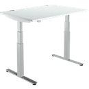 Schäfer Shop Select Schreibtisch DRIVE UP 2, elektrisch höhenverstellbar, Rechteck, T-Fuß, B 1200 x T 800 x H 630-1290 mm, lichtgrau/weißaluminium