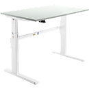 Schäfer Shop Select Schreibtisch, elektrisch höhenverstellbar, Rechteck, C-Fuß, B 1200 x T 800 x H 725-1185 mm, lichtgrau/weiß