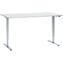 Schäfer Shop Select Schreibtisch, elektrisch höhenverstellbar, Rechteck, T-Fuß, B 1600 x T 800 x H 705-1205 mm, lichtgrau/weißaluminium 