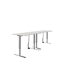 Schäfer Shop Select Schreibtisch, elektrisch höhenverstellbar, Rechteck, T-Fuß, B 1600 x T 800 x H 705-1205 mm, lichtgrau/weißaluminium