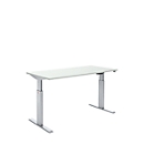 Schäfer Shop Select Schreibtisch, elektrisch höhenverstellbar, Rechteck, T-Fuss, B 1600 x T 800 x H 725-1195 mm, lichtgrau/alusilber 
