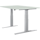 Schäfer Shop Select Schreibtisch LOGIN, elektrisch höhenverstellbar, Rechteck, T-Fuss, B 1200 x T 800 x H 645-1290 mm, lichtgrau/weissaluminium 