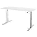 Schäfer Shop Select Schreibtisch LOGIN, elektrisch höhenverstellbar, Rechteck, T-Fuss, B 1600 x T 800 x H 645-1290 mm, weiss/weissaluminium