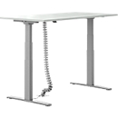 Schäfer Shop Select Schreibtisch Login, elektrisch höhenverstellbar, T-Fuß, B 1600 x T 800 x H 645-1290 mm, lichtgrau/weißalu + Kabelschlange, silber