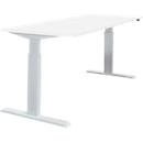 Schäfer Shop Select Schreibtisch NEVADA, elektrisch höhenverstellbar, Rechteck, T-Fuss, B 1600 x T 800 x H 715-1185 mm, weiss/alusilber 