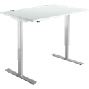 Schäfer Shop Select Schreibtisch Start Off, elektrisch höhenverstellbar, Rechteck, T-Fuß, B 1200 x T 800 x H 755-1255 mm, lichtgrau/weißaluminium 