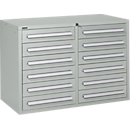 Schäfer Shop Select Schubladenschrank SF 120, 12 Schübe mit Etikettenschildern, abschließbar, B 1055 x T 500 x H 723 mm, lichtgrau RAL 7035/lichtgrau RAL 7035