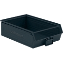 Schäfer Shop Select Sichtlagerkasten, mit Tragestab, 18,5 l, 80 kg, L 508 x B 308 x H 146 mm, Stahl, RAL 5008 (graublau)