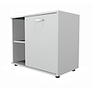 Schäfer Shop Select Sideboard, à porte pivotante, verrouillable, panneau de particules, l. 800 x P 420 x H 663 mm, réglable à droite, gris clair