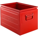 Schäfer Shop Select stacking box, 40 l, 150 kg, L 480 x W 308 x H 301 mm, steel, RAL 3000 (fire red)