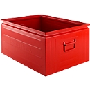 Schäfer Shop Select stacking box, 83 l, 250 kg, L 658 x W 459 x H 300 mm, steel, RAL 3000 (fire red)