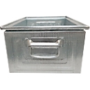 Schäfer Shop Select stapelbak, geperforeerd, met valgrepen, 26,5 l, 150 kg, L 449 x B 308 x H 201 mm, plaatstaal, verzinkt