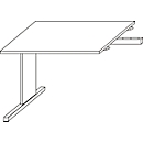 Schäfer Shop Select Table d'extension LOGIN, pied en C, L 1000 x P 600 x H 660-820 mm, gris clair/alu blanc