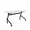 Schäfer Shop Select Table pliante avec roulettes, rectangulaire, tube carré, L 1400 x P 600 x H 720 mm, gris clair/noir