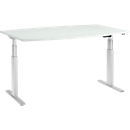 Schäfer Shop  Select Vergadertafel ERGO-T, T-poot, bootvorm, tweetraps elektr. in hoogte verstelbaar, B 2000 x H 645-1305 mm, lichtgrijs 