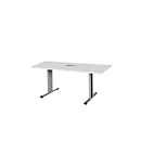 Schäfer Shop Select Vergadertafel Planova, rechthoekig incl. netbox, 1600 x 800 mm, lichtgrijs, accentlijst bordeauxpaars