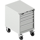 Schäfer Shop Select Verrijdbare gereedschapskast WSK 27-36, 5 laden, H 920 mm, enkele vergrendeling, staal, 75 kg max. belasting, lichtgrijs/lichtgrijs