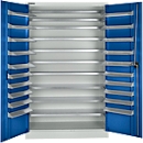 Schäfer Shop Select voorraadkast, 10 etages, zonder kastinrichting, B 1200 x D 500 x H 1935 mm, staal, lichtgrijs/enziumblauw