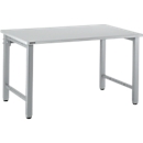 Schäfer Shop Select werktafel, handmatig in hoogte verstelbaar, 4-poots frame, B 1200 x D 800 x H 680-960 mm, hout &amp; staal, blank aluminium/wit aluminium