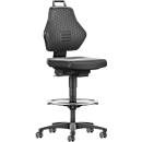 Schäfer Shop Siège de travail Genius, sans accoudoirs, mécanisme de synchronisation automatique, roulettes d'assise et de maintien, repose-pieds, similicuir, noir
