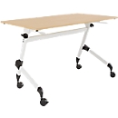 Schäfer Shop Table pliante Select avec roulettes, rectangulaire, tube carré, L 1200 x P 600 x H 720 mm, érable/blanc
