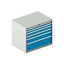 Schfer Shop Select cajonera WSK 54-36, acero, 6 cajones, hasta 75 kg, ancho 1023 x fondo 725 x alto 850 mm, gris claro/azul claro